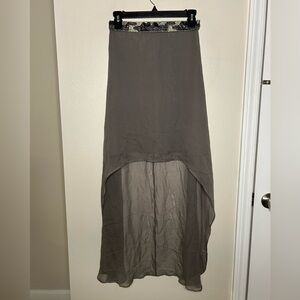 Korovilas 100% Silk Beaded High Low Midi Grey Skirt Size S Small